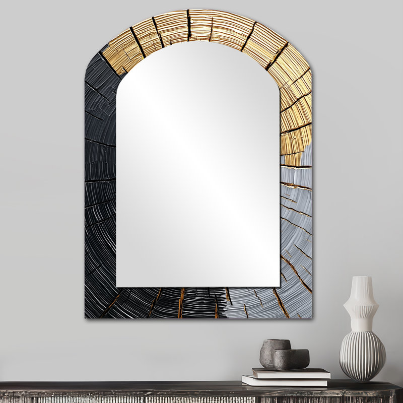 «Golden Roots», miroir mural asymétrique traditionnel, 34 po x 25 po