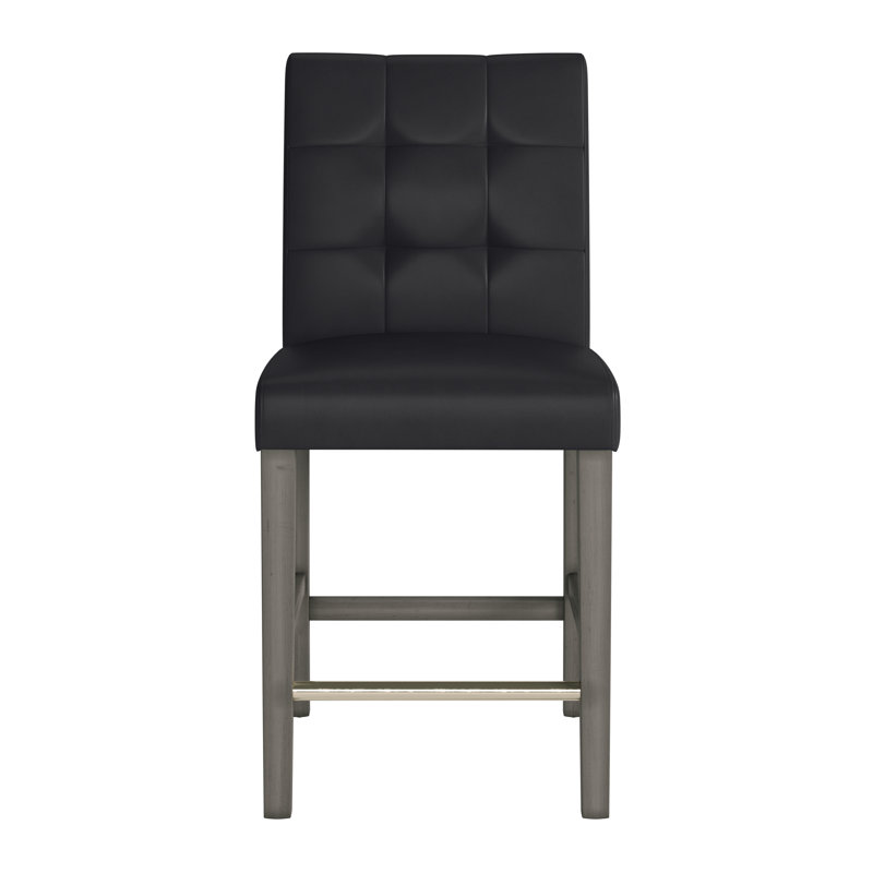 Tabouret de bar rembourré Herclides avec structure en bois massif, Graphite noir, Counter Stool (24.75” Seat Height)