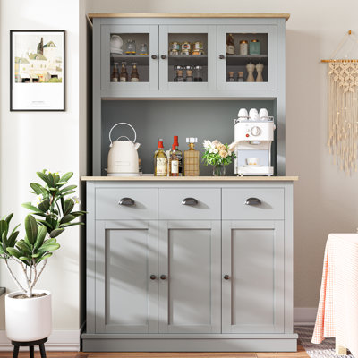 71" Kitchen Hutch Storage Cabinet With Countertop