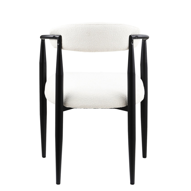 Chaises de salle à manger de style Mid-Century moderne (2), dossier arrondi et pieds en métal pour 2 cuisines élégantes, fer