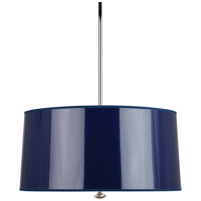 Lustre cylindrique unique à 3 lumières Penelope, Parchemin bleu marine céramique