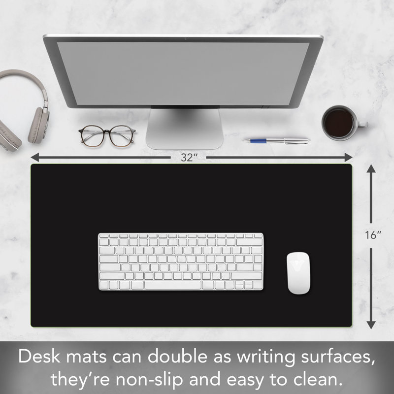 CounterArt Large Waterproof Desk Protector Mat 32" x 16", Black