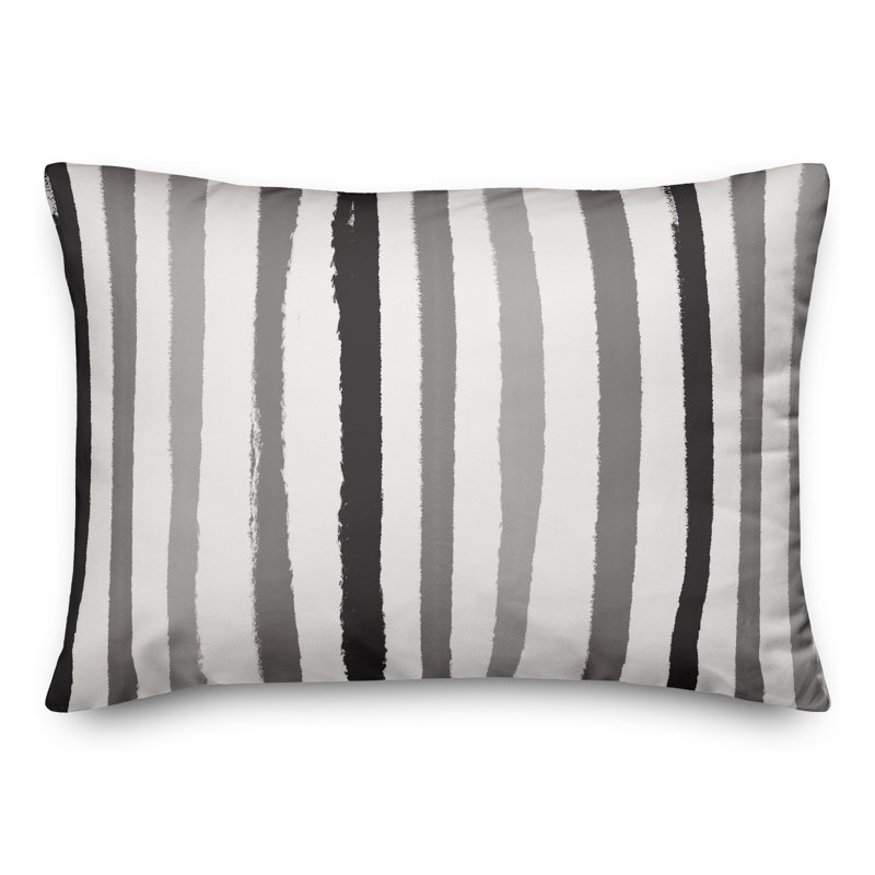 Striped Outdoor Throw Pillow, Gray