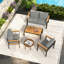 Ensemble de meubles de patio 4 pièces, ensemble de conversation extérieur en aluminium toutes saisons avec table basse-1624040135