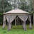 Outsunny 13' x 13' Pop Up Gazebo Hexagonal Canopy with 6 Zippered Mesh Netting