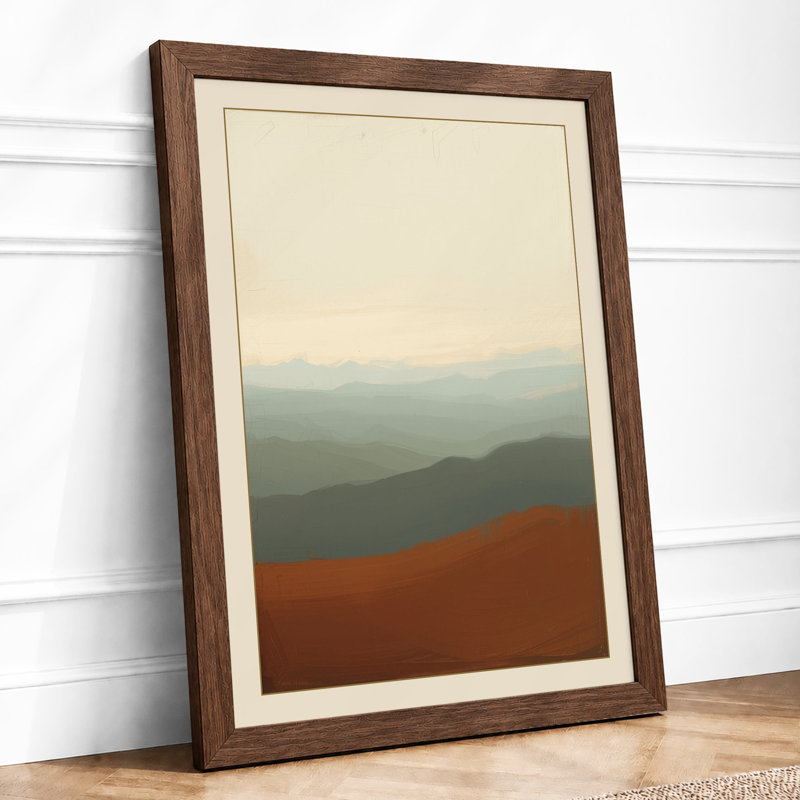 Mountains at Distance Scandinavian - Framed Print, Walnut, A3 - 42.0 x 29.7 cm