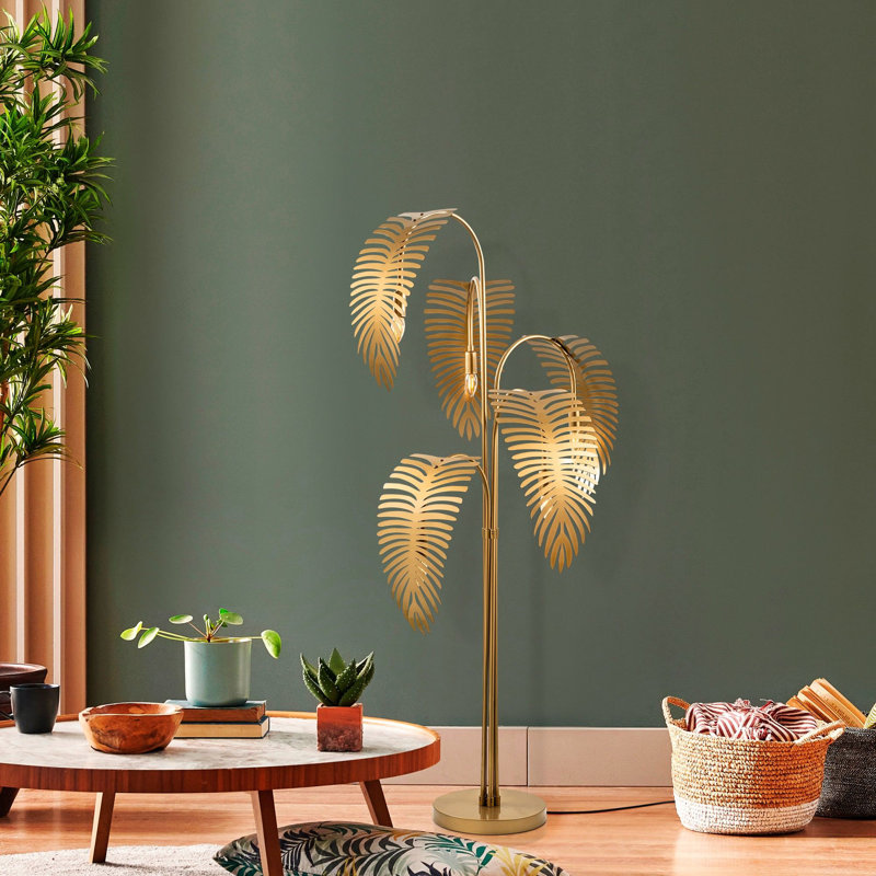 Modern Gold Floor Lamp with Metal Body, 28.0 x 28.0 x 61.8 inches | Base Plate Ø11.8 inches | 5 x E14 Socket (Max 40W) | Stylish On/Off Switch, Ideal for Glam Living Spaces & Contemporary Décor, IP20 Rated