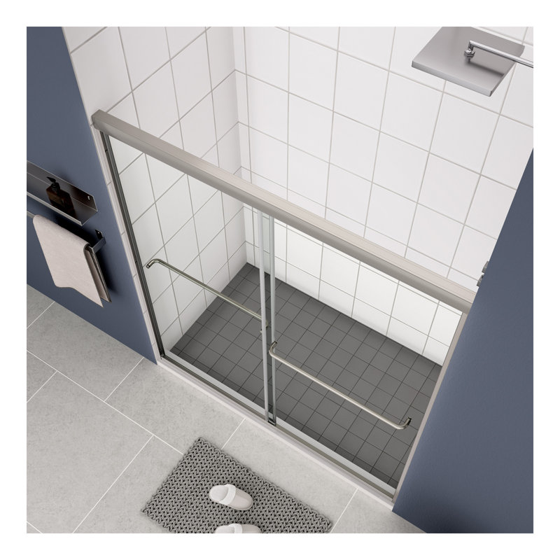 Bypass shower door, sliding door, with 1/4" tempered glass 50-54"x70", Chrome