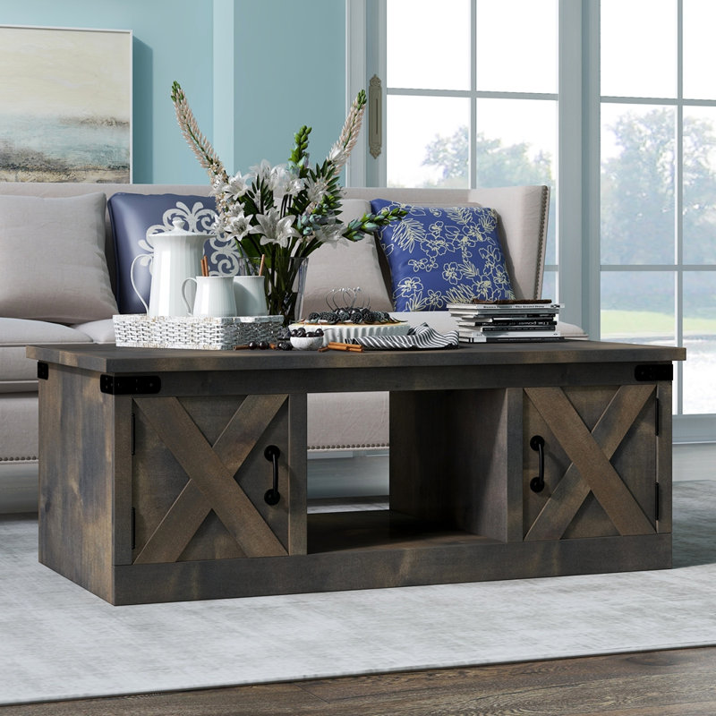 Élégante table basse de 48 pouces, aucun assemblage requis, Gris