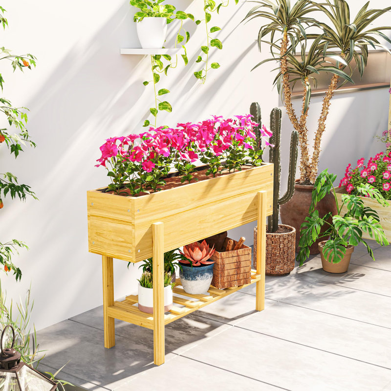 Wood Elevated Planter, Natural