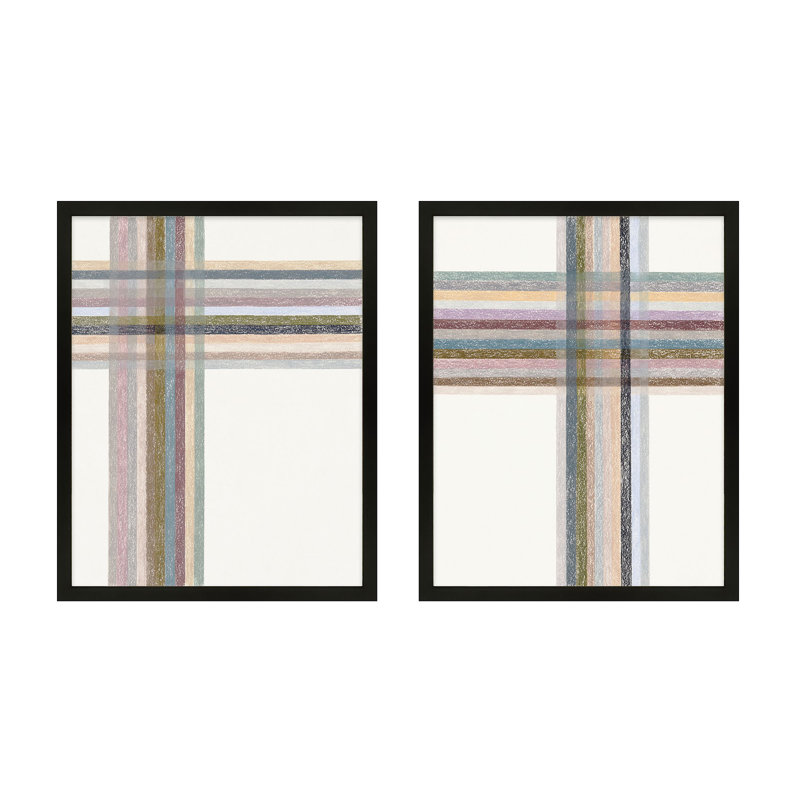 Lagos " Intersections: Vertical " by Beth James 2 - Pieces, 30" W x 38" H, Black Framed