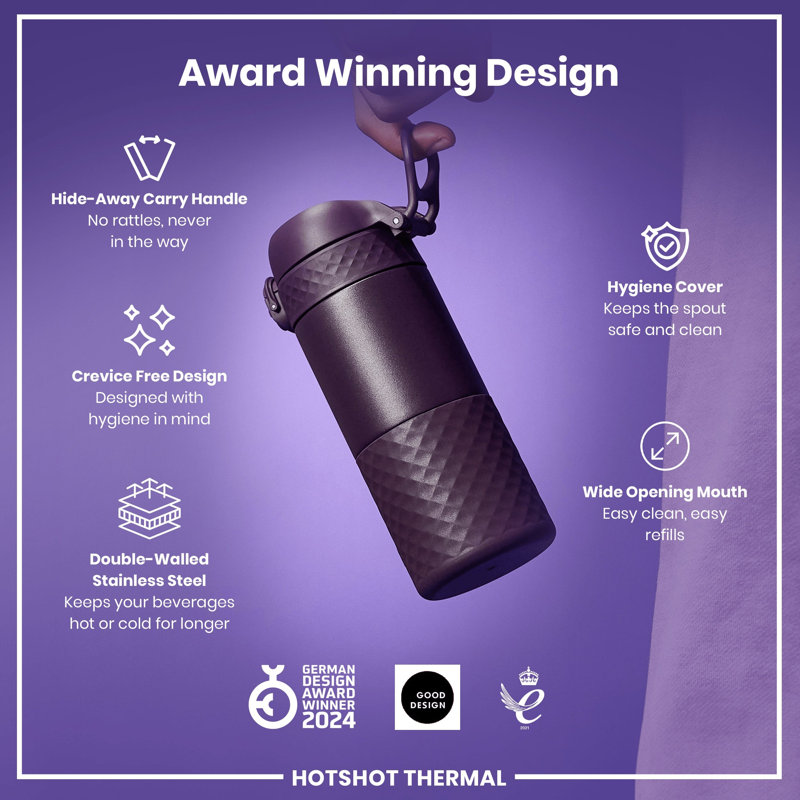 Ion8 Vacuum Insulated Stainless Steel Travel Mug, Blackberry