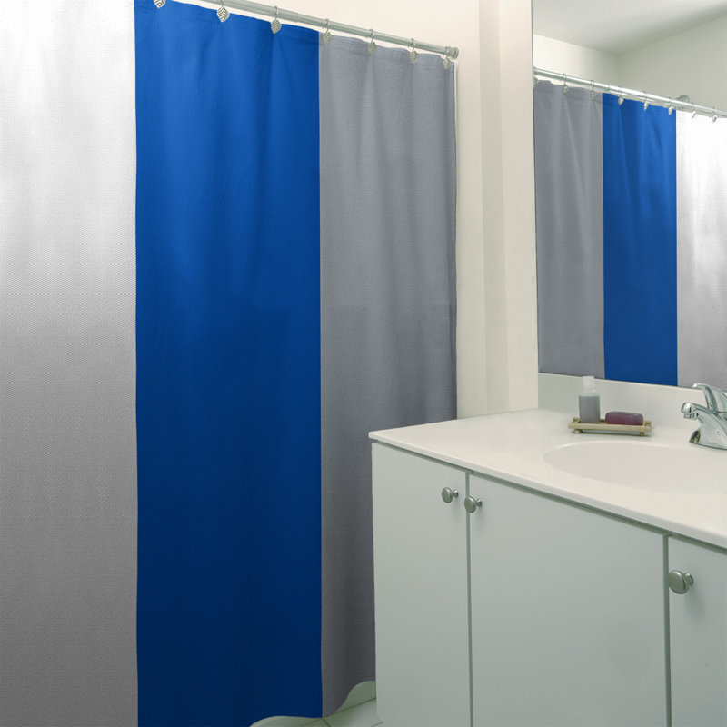 Rideau de douche Dallas, Blanc / bleu royal / argent, Non