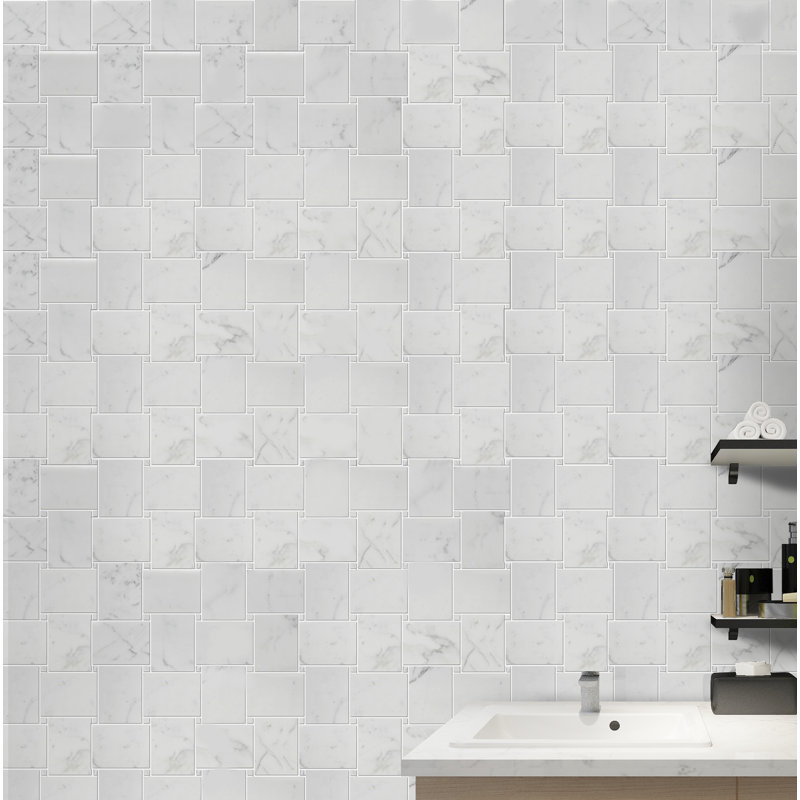 12" x 12" Marble Basketweave Mosaic Wall & Floor Tile