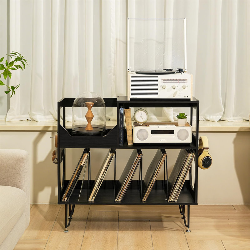 Manufactured Wood,Metal 78cm H Media Shelves, Black