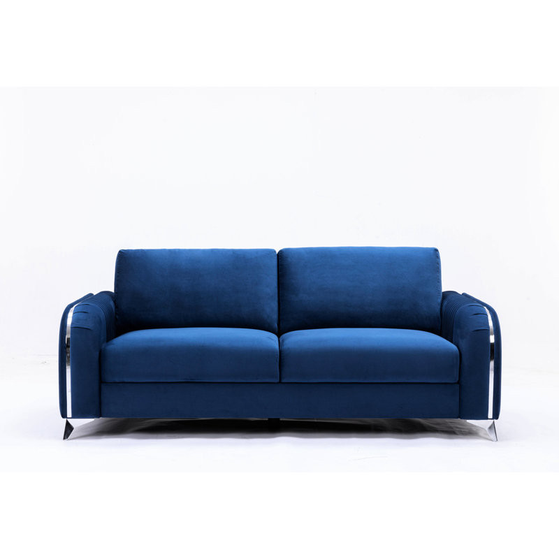 Blue Velvet With A 78.89 In. Width For Spacious Seating Foam Filled Structure Durability