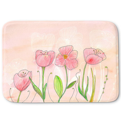 Tapis pour salle de bain à fleurs antidérapantes Catherine Holcombe