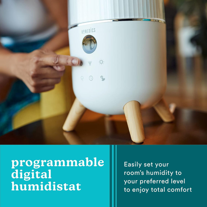 Humidificateur ultrasonique de table à vapeur froide 1,47 gallons avec humidistat réglable pour 500 pieds cubes