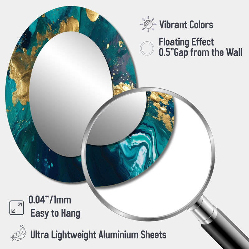 Savannahrose - Abstract Round Mirror Wall Decor, 40" x 30", Oval