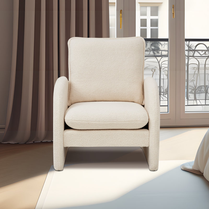 28.35'' 1-seater Lamb Fabric Sofa – Solid Wood Frame, Curved Armrests & Rubber Feet With Included Pillow For Small Spaces
