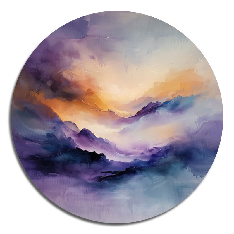 Orange orange, mauve, danse de l'éternité II - reproduction abstraite à l'encre liquide, H 36 po x l 36 po
