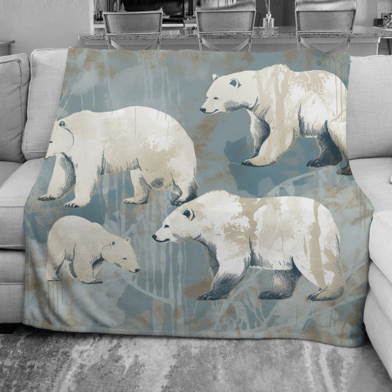 Polar Bear Animals Throw Blanket, 68" W x 80" L