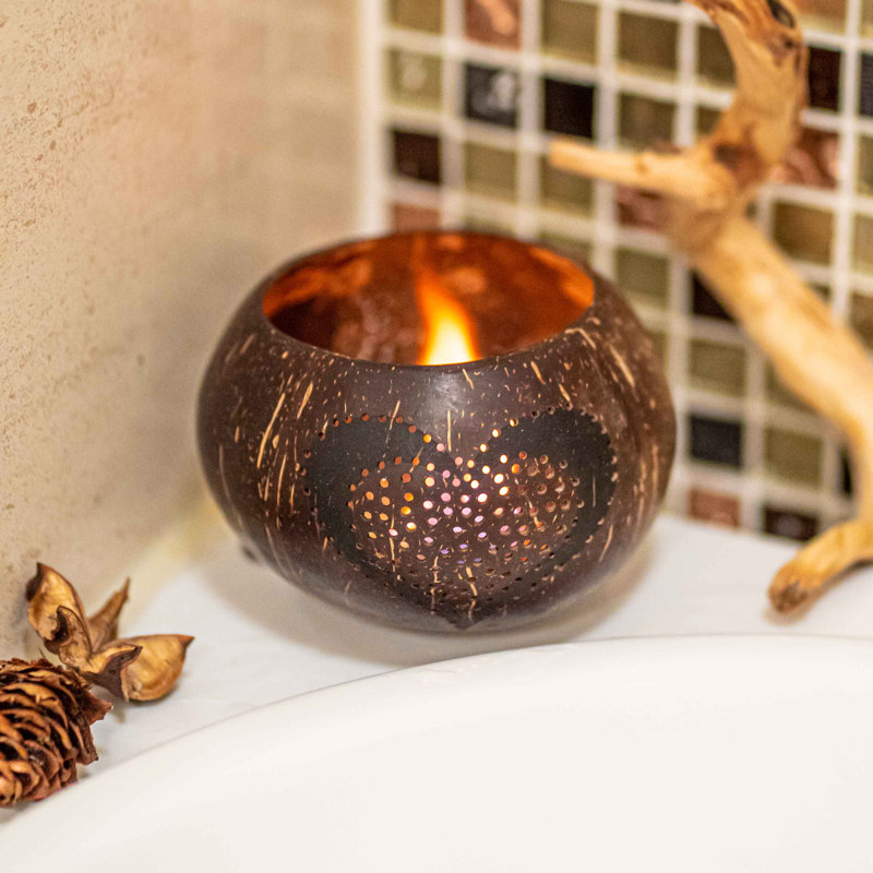 4'' H Wood Tabletop Tealight Holder