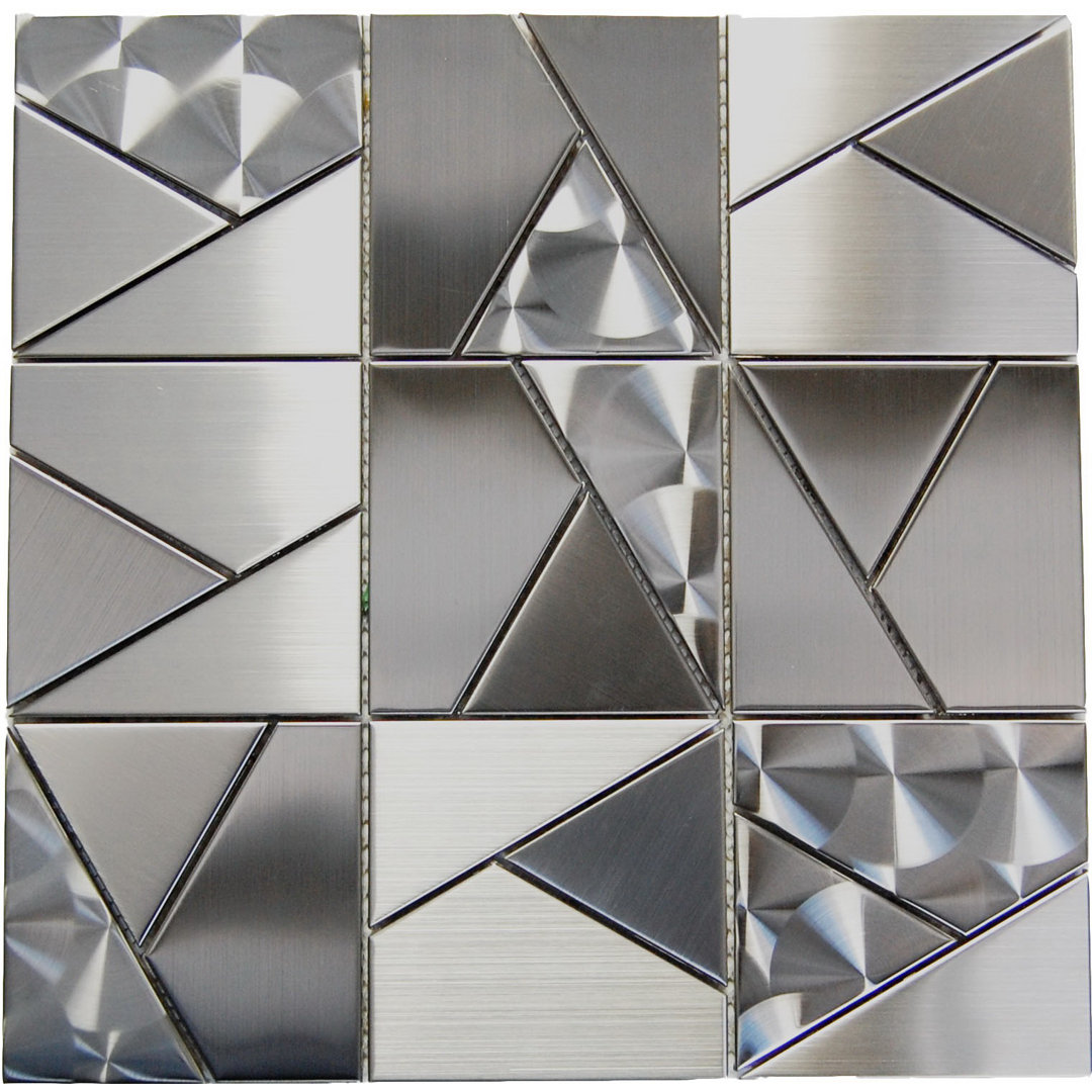 Mix 4" x 4" Metal Mosaic Tile in Silver Luxsurface