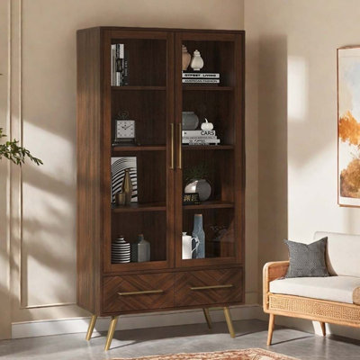 Simple bookcase with glass doors