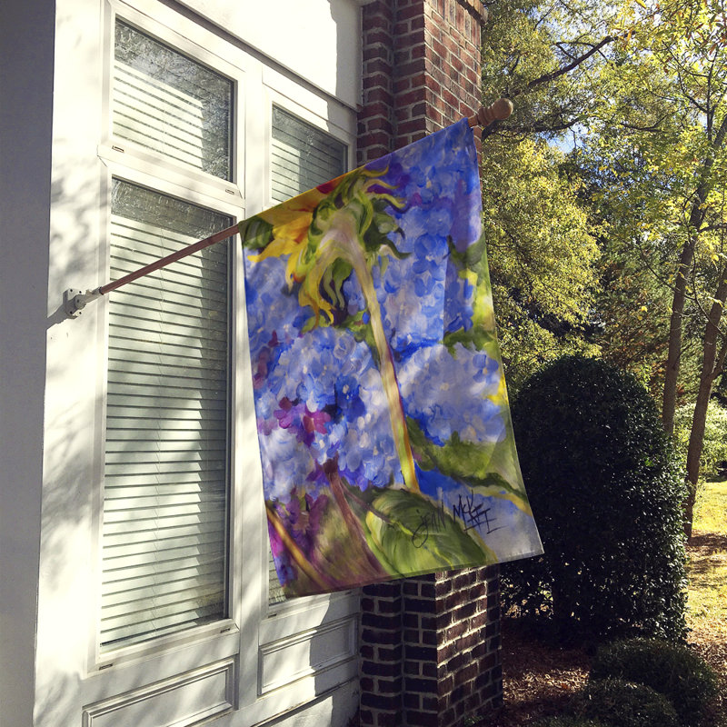 Hortensia et tournesol 2 côtés en polyester 40 x 28 po drapeau maison