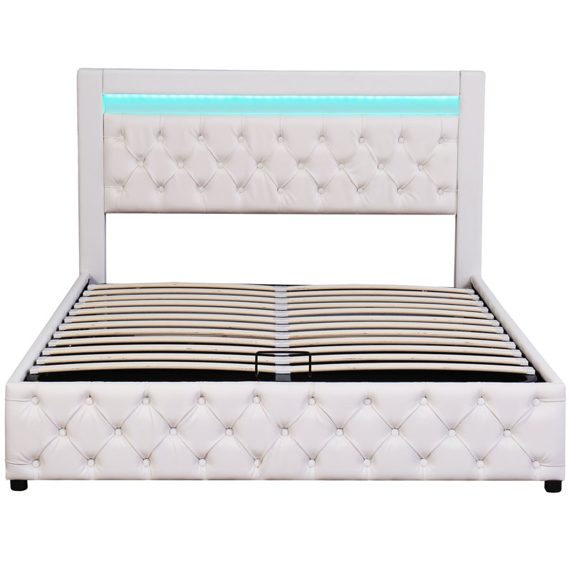 Boyertown Upholstered Ottoman Storage Bed, Kingsize (5'), White