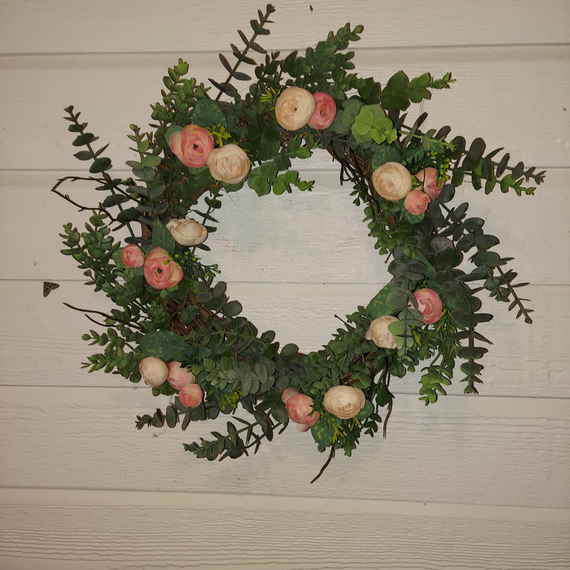 Couronne lumineuse 19 po Ranunculus and Eucalyptus