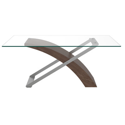 Ingrim Glass Top Metal Base Dining Table