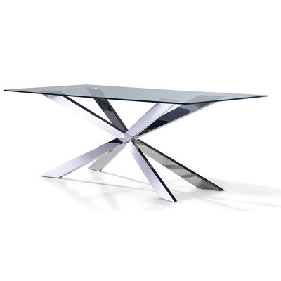 Chasta Glass Top Metal Base Dining Table