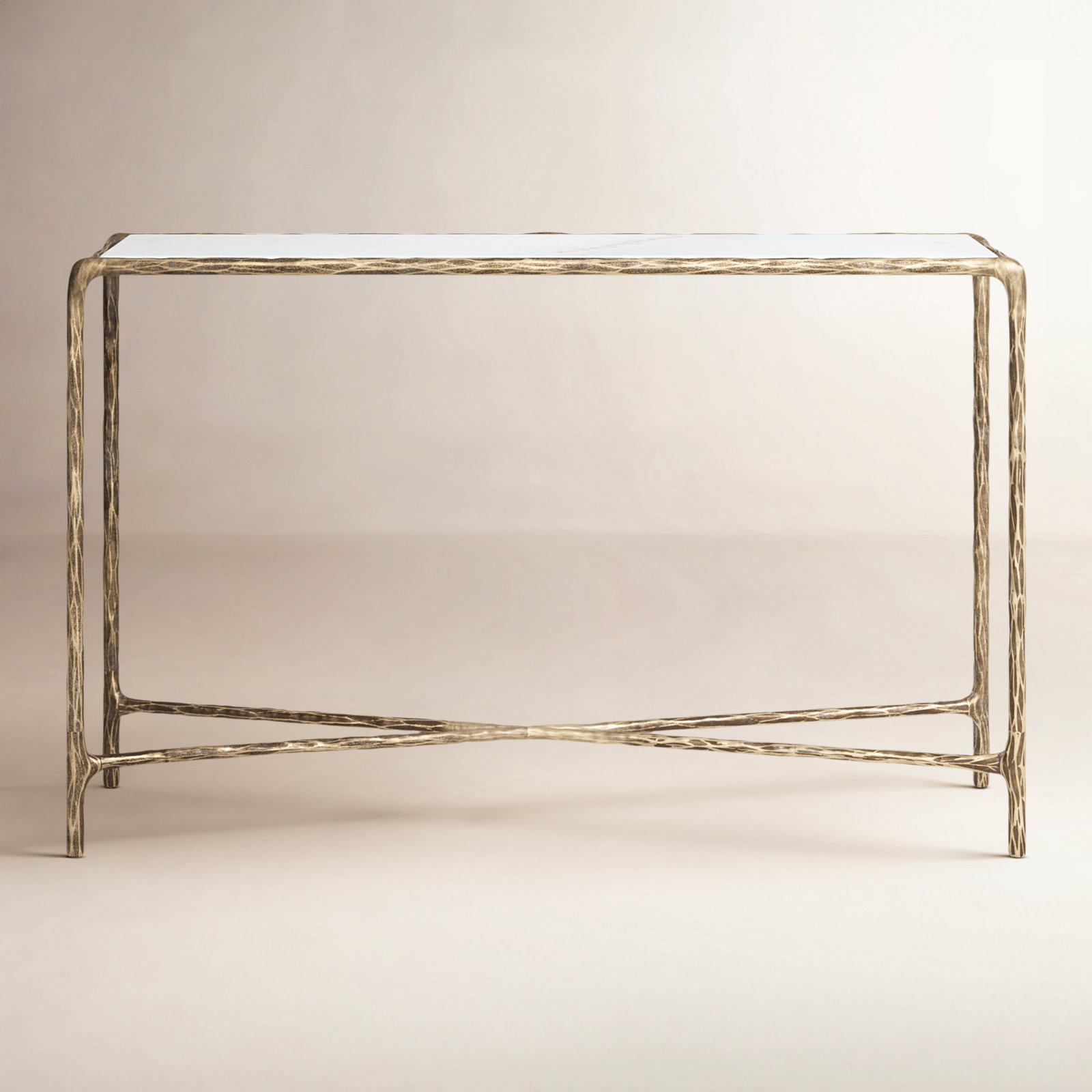 Evelynn 48'' Console Table, Brass, White Marble