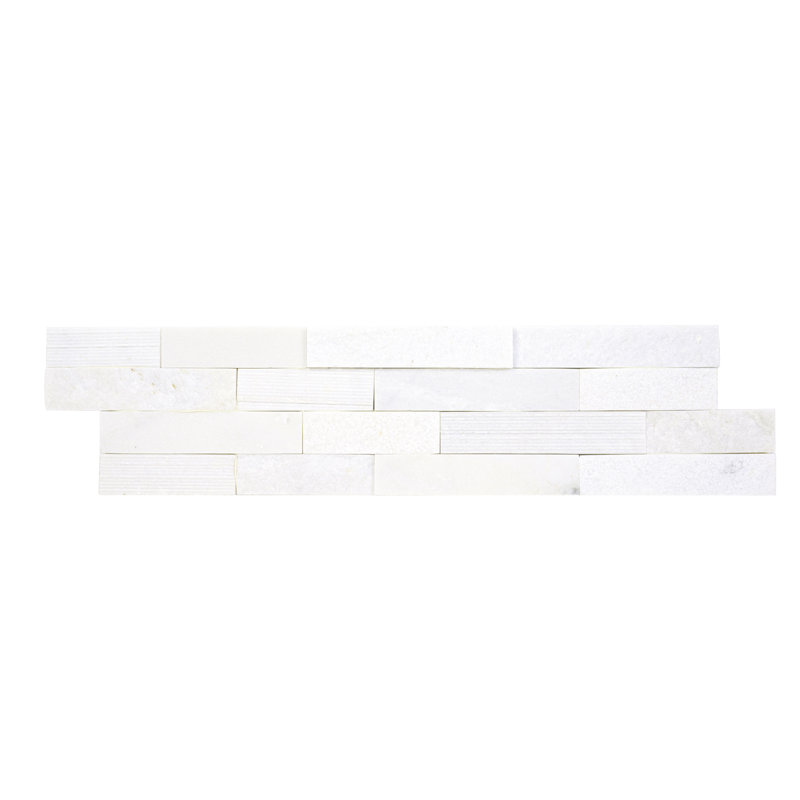 Stonecrest 6 in. x 24 in. Multi Finish Natural Stone Ledger Panel Corner Wall Tile, Auric White