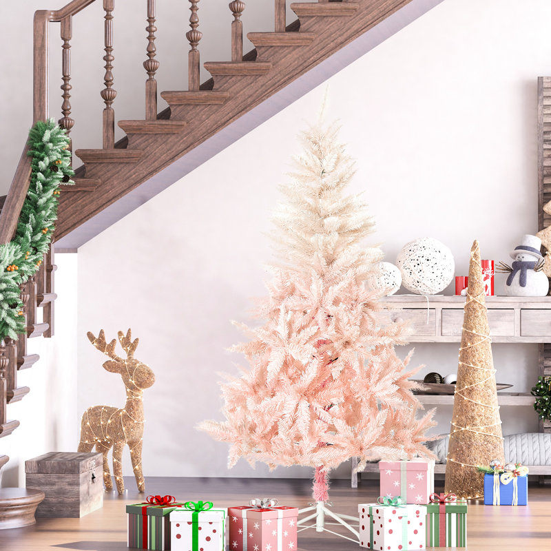 Sapin de Noël artificiel rose de 1,80 m (6 pi) avec 800 branches - Ignifugé, pour des fêtes joyeuses et chaleureuses.