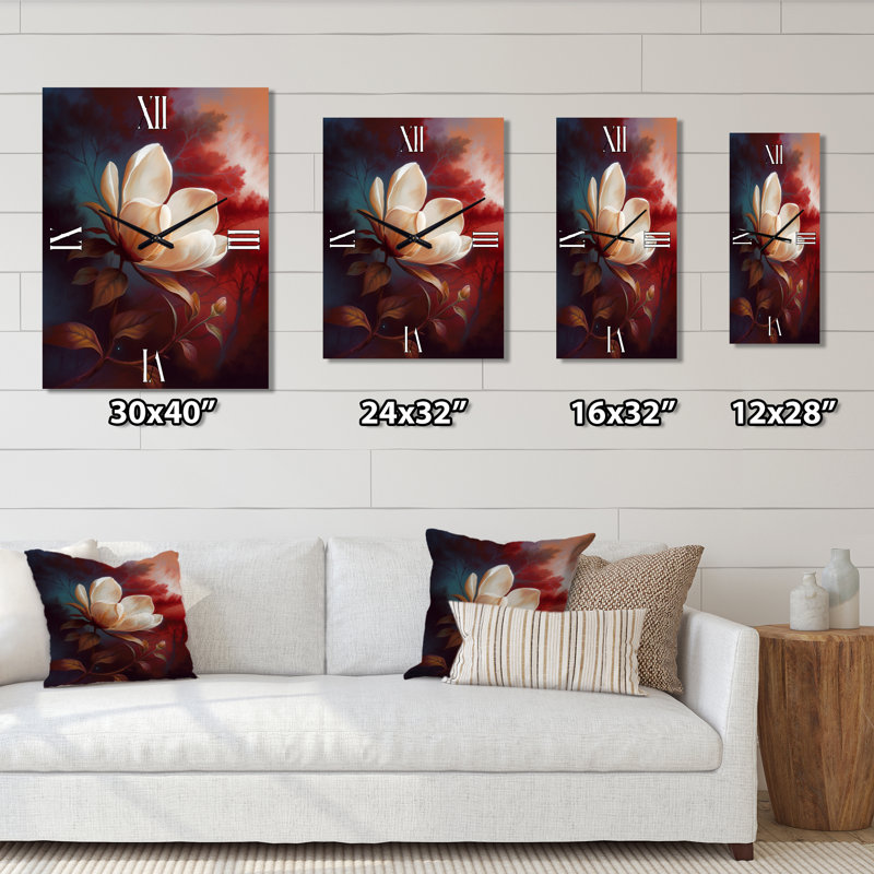 Horloge murale Magnolia Dreams II - Magnolias, H 28 po x l 12 po x P 1 po
