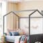 Lit double en bois de velours, gris-121070462