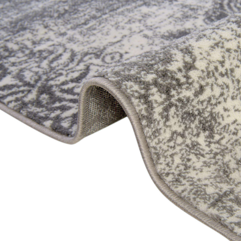 Tapis floral Brandt, Grey, Rond 6 pi 1 po