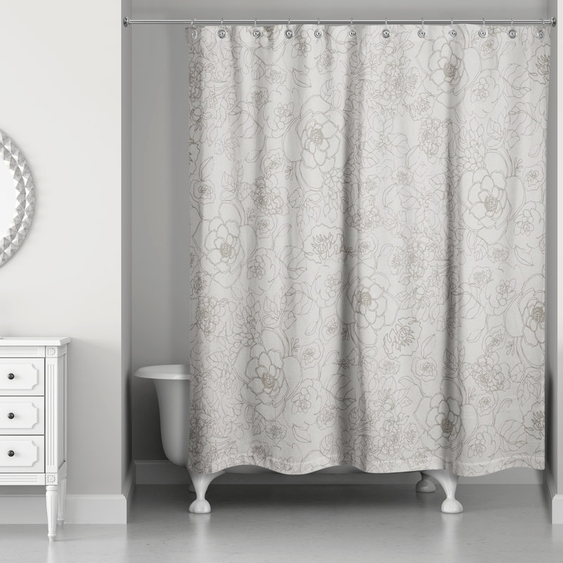 Dannesha Floral Single Shower Curtain, Grey