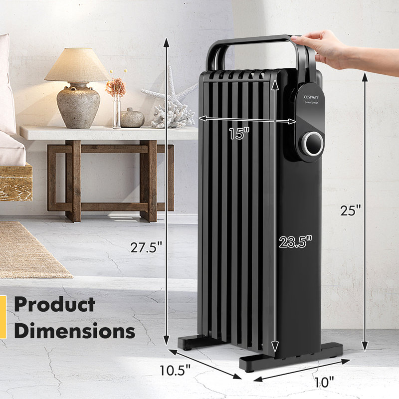 Radiateur électrique Costway 1500 Watts, Noir