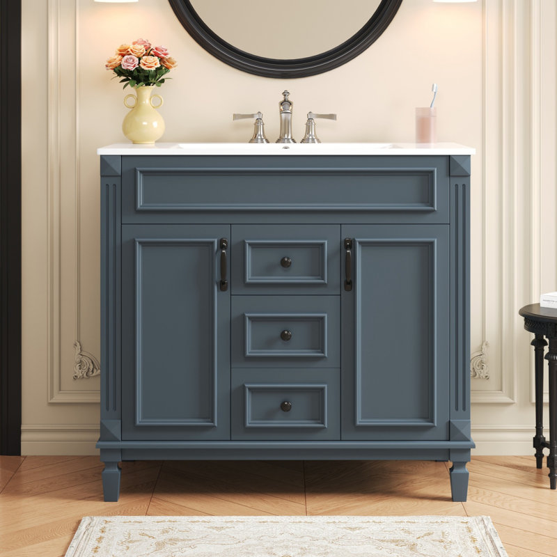 Ensemble de meuble-lavabo autoportant 36 po avec comptoir 36 po, Bleu