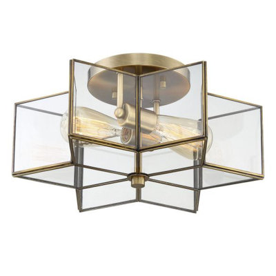 Putnam 2-Light Ceiling Light in Natural Brass