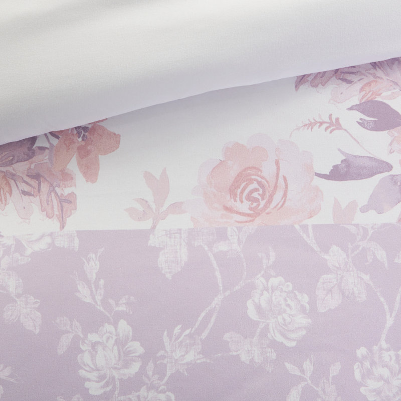 Romantic Pink Floral Paisley Full Comforter Set with Microfiber