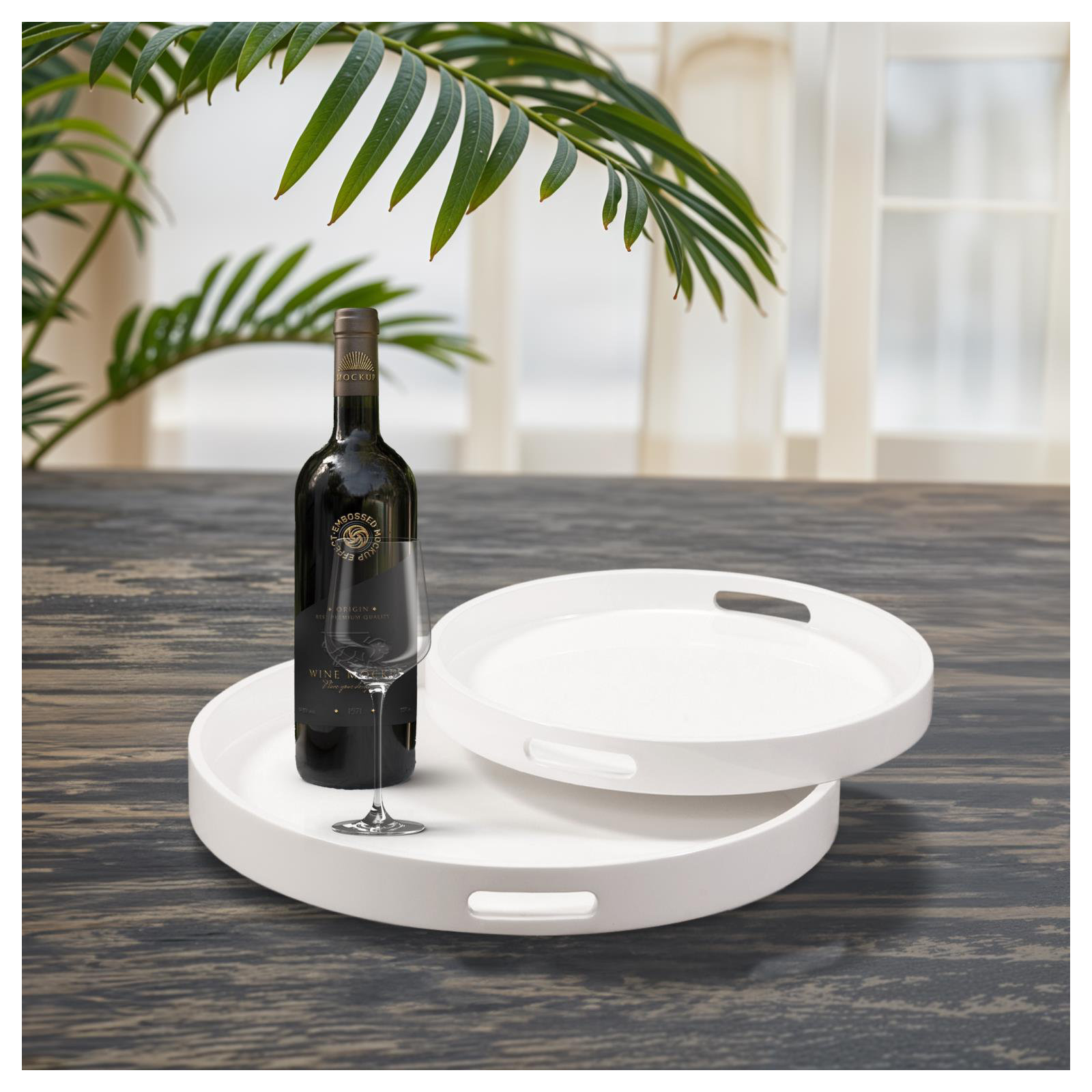 Parke Modern Tray - Set of 2, White, Rounded