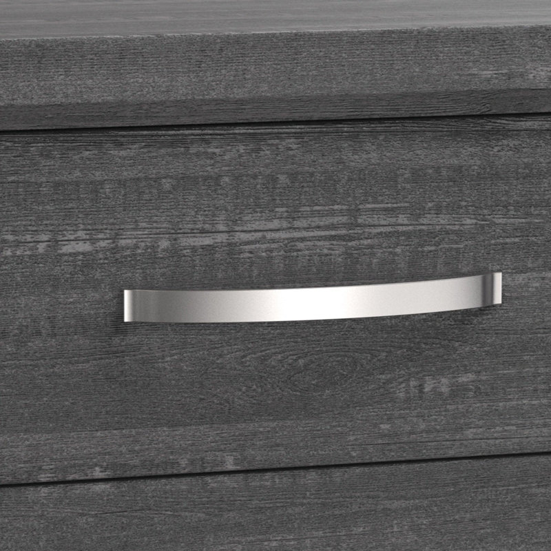 Table de chevet Erica, poignées 2 tiroirs chromées, bois gris