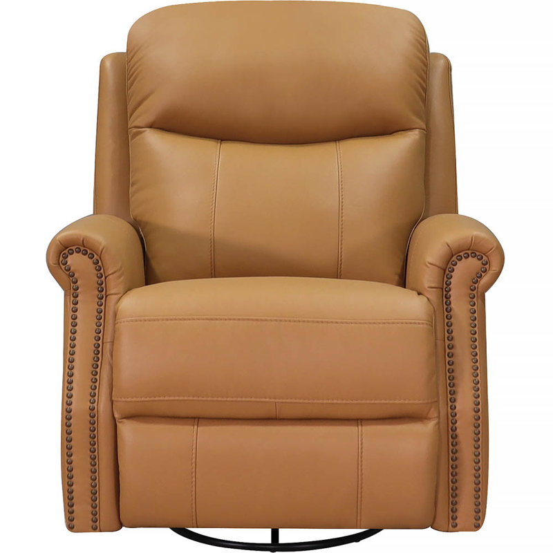 Fauteuil inclinable et pivotant en cuir Dhiya, Cognac Royce