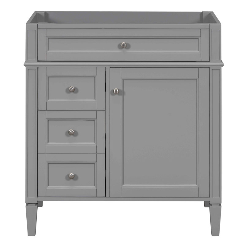 Meuble-lavabo de salle de bain de 30 po sans lavabo supérieur, armoire de rangement moderne avec 2 tiroirs et un tiroir rabattable (BASSIN INCLUS)
