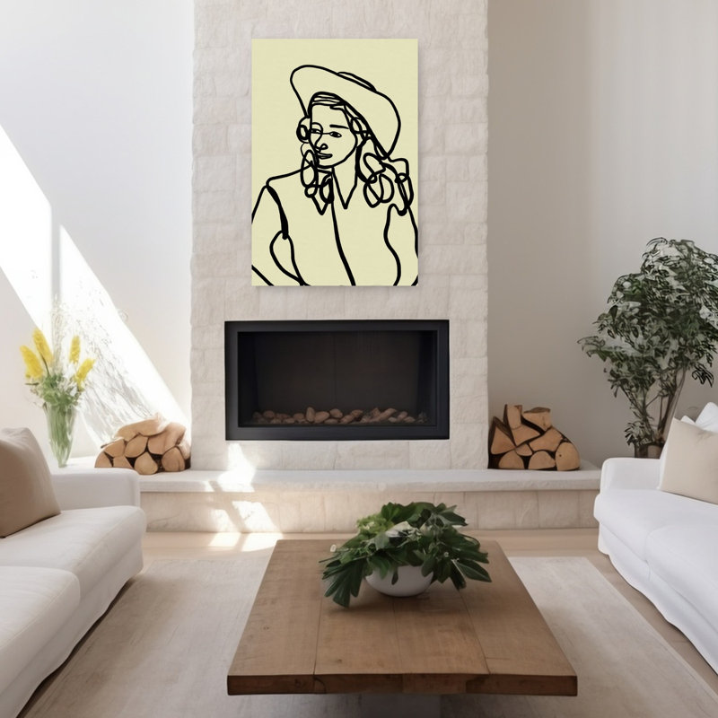 «Modern Cowgirl Line», impression élégante de portrait minimaliste moderne, 48" H x 32" W